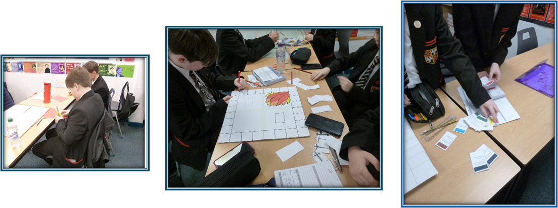 students making paper based board games