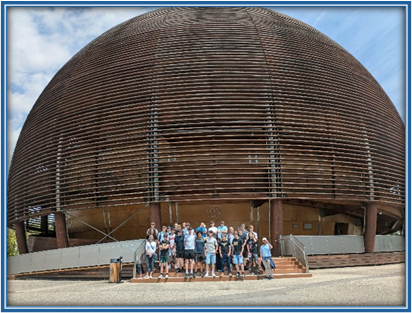 students in a group outside the CERN facility