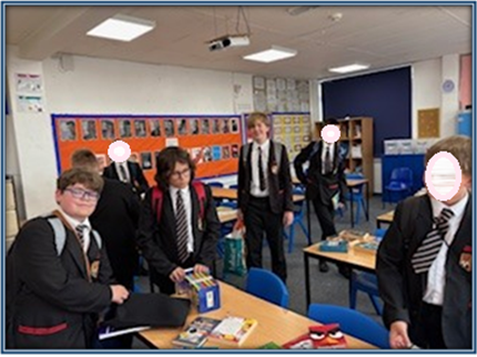 Students at the book swap